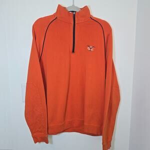 Bobby Jones Pullover Orange Golf 1/4 Zip Long Sleeve Sweatshirt Mens Size L